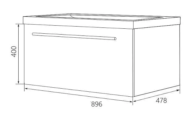 Тумба под раковину Соната 90П 1в.я. белый глянец