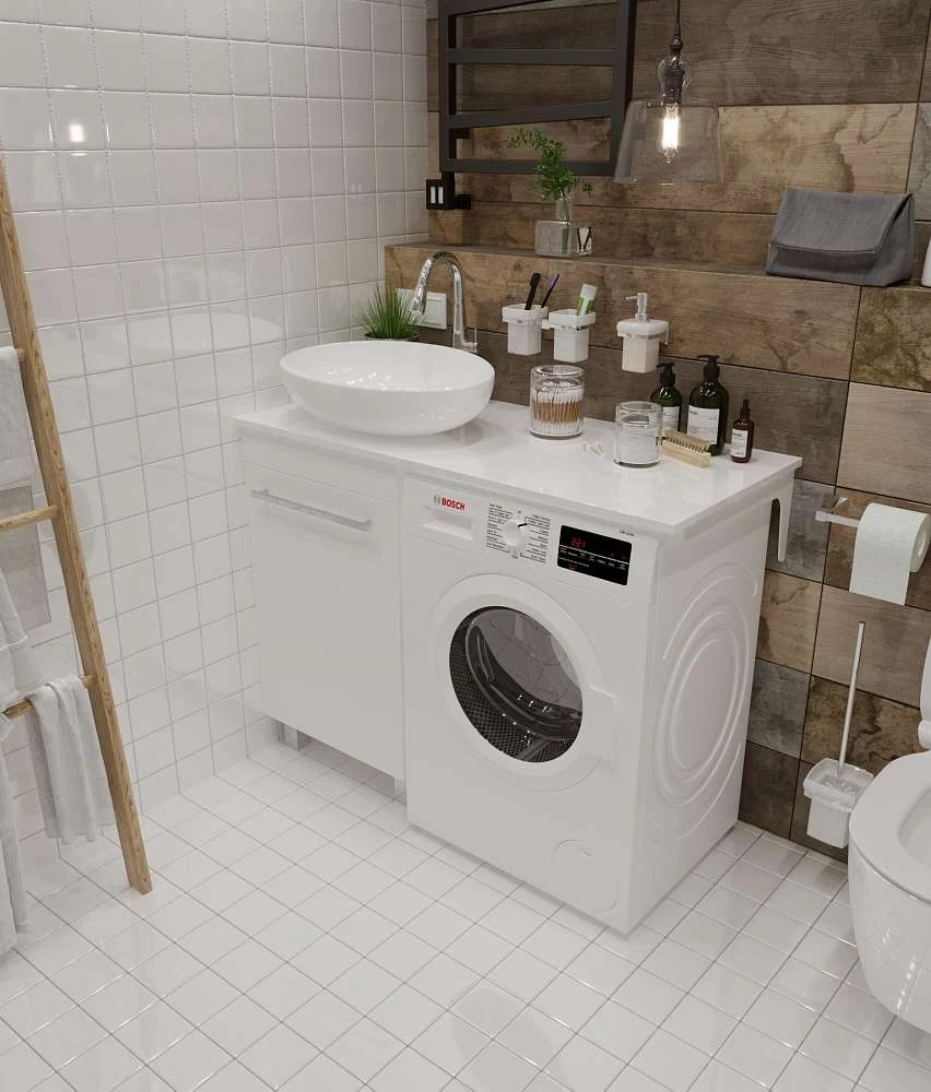 Столешница под стир.машину ВИСТА/Wash 110 L белый глянец