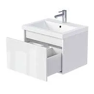 Тумба Aris mini 70П (700х440х450) 1я белая аляска/белый глянец раковина