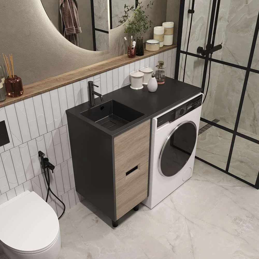 Тумба КЛЭР/Maid 38Н(100) (380х890х475) 2я антрацит/орех лучистый европейский