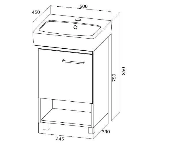 Тумба под раковину ТЕРА/Tera 50Н 1д. белый глянец