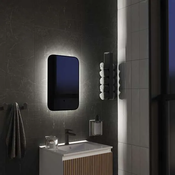 Зеркало Shape Soft (400х600х30) прямоугольник черный К01 LED датчик