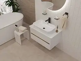 Тумба со столешницей МОНРО/Monro 80П (800х420х450) 2я белый стекло