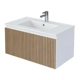 Тумба под раковину Row 80П (800х400х450) 1я белый/дуб