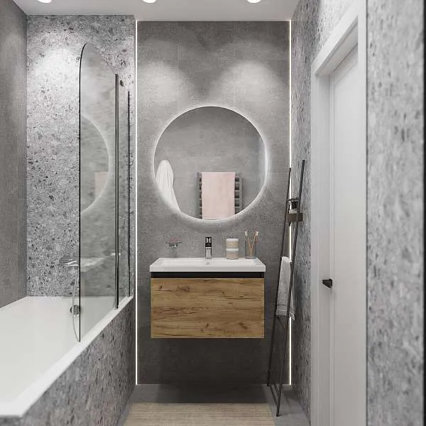 Тумба Aris mini 70П (700х440х450) 1я антрацит/дуб крафт золотой раковина