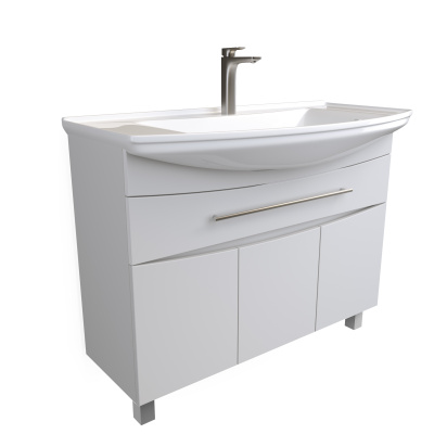 Тумба под раковину Lina New 105Н 1в.я 3д Белый глянец