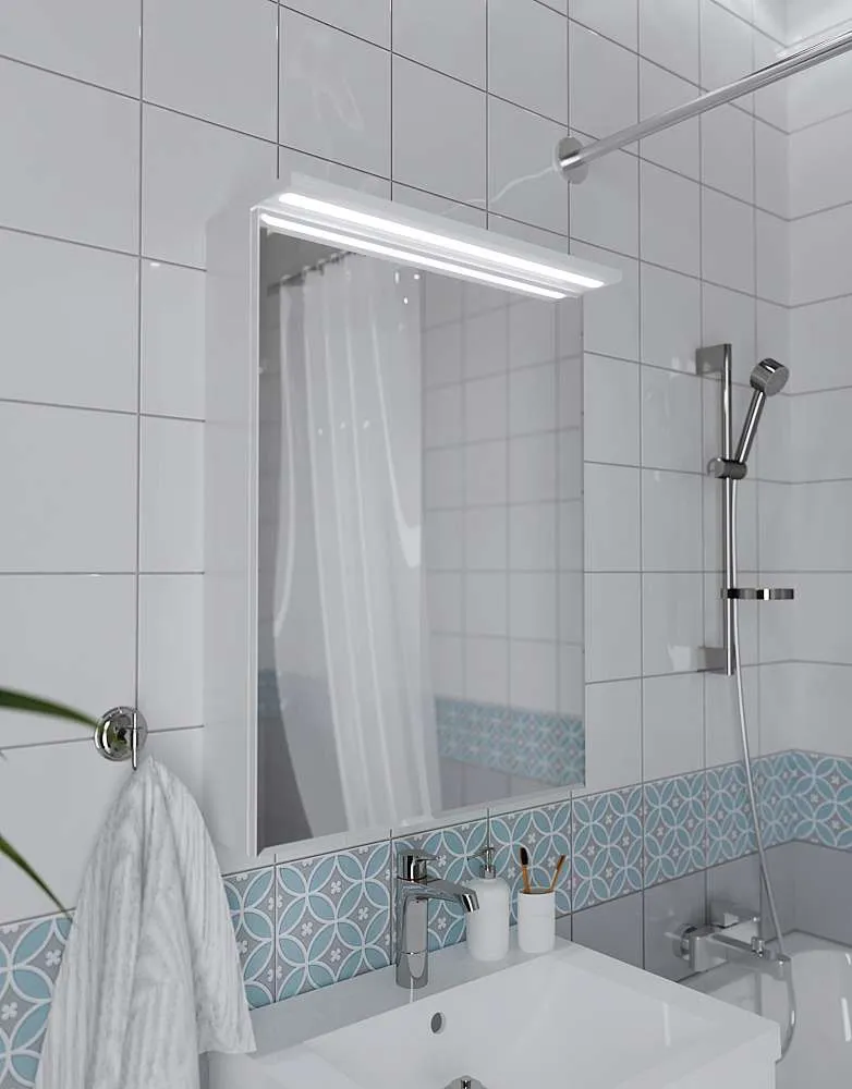 Зеркало-шкаф Соната 60 1д с подсветкой, белый глянец