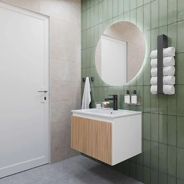 Тумба под раковину Row 60П (600х400х453) 1я белый/дуб