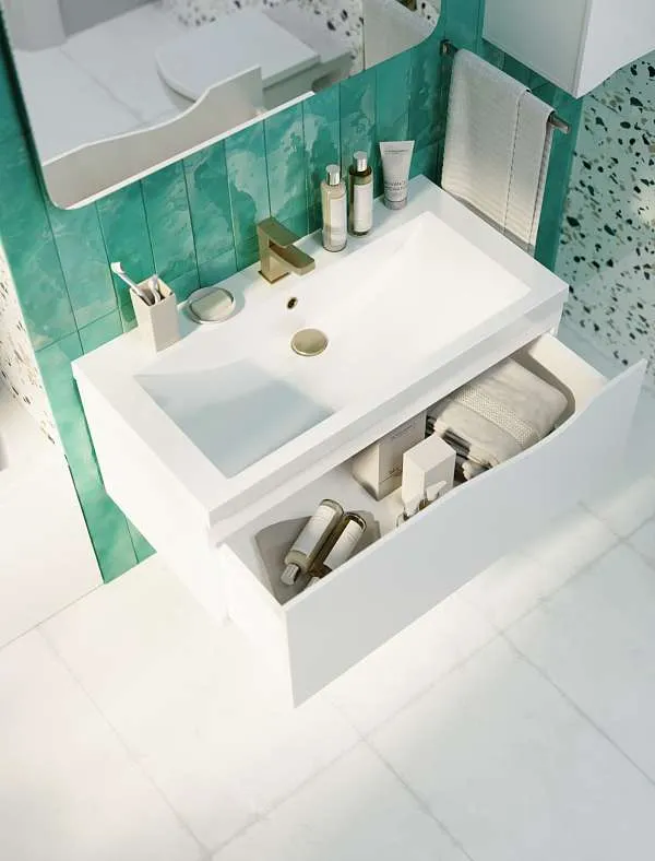 Тумба под раковину Этюд 75П 1в.я. белый глянец