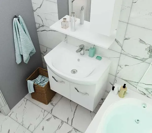 Тумба под раковину Вита 65П 2д. белый глянец, МДФ