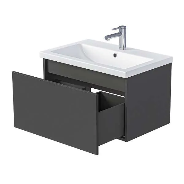 Тумба Aris mini 70П (700х440х450) 1я антрацит/монолит дарк раковина