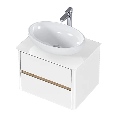 Тумба со столешницей МОНРО/Monro 60П (600х420х450) 2я белый стекло