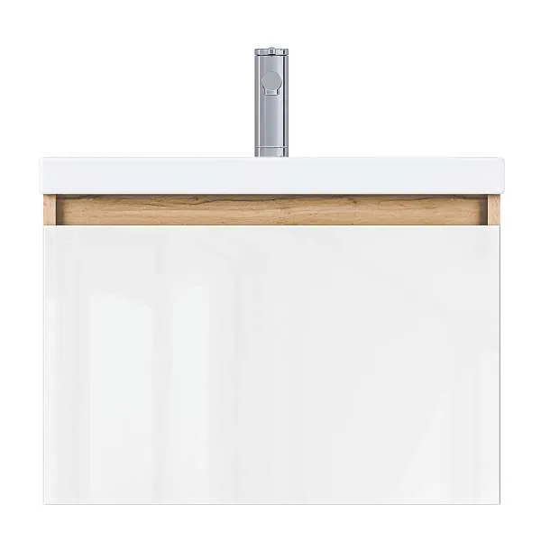 Тумба Aris mini 70П (700х440х450) 1я дуб вотан/белый глянец раковина