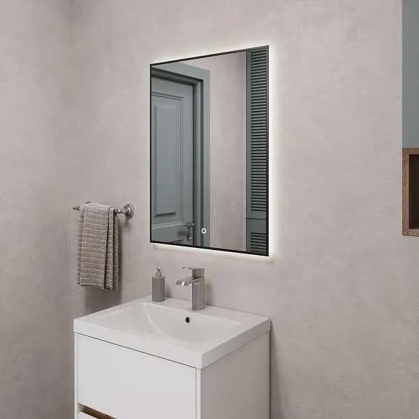 Зеркало PINO (600х800х29) прямоугольник черный УФ01 подсветка/сенсор