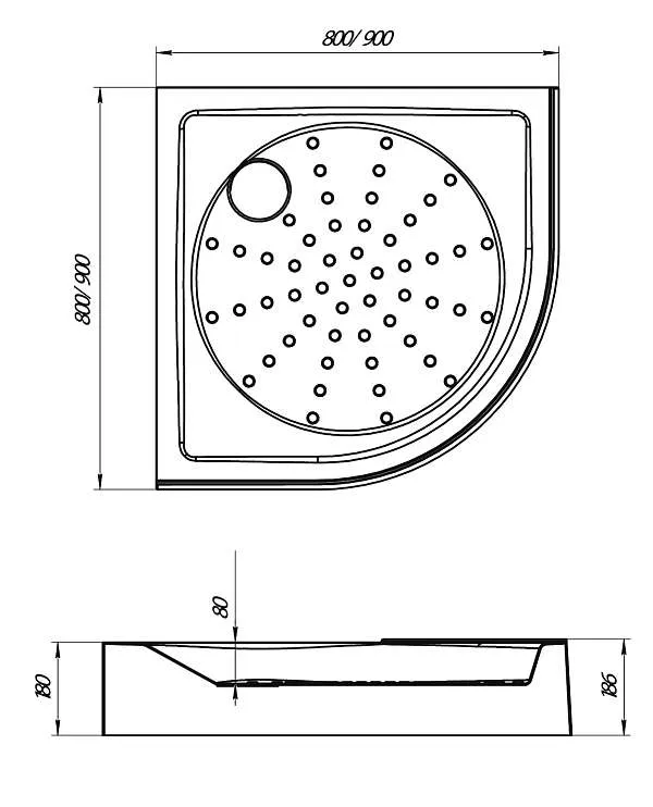 Поддон АФИНА/AFINA 800х800 сектор
