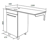 Столешница под стир.машину ВИСТА/Wash 110 L белый глянец