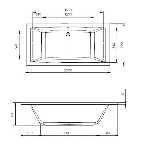 Ванна АЭЛИТА/AELITA 2000х1000 МГ
