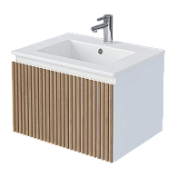 Тумба под раковину Row 60П (600х400х453) 1я белый/дуб