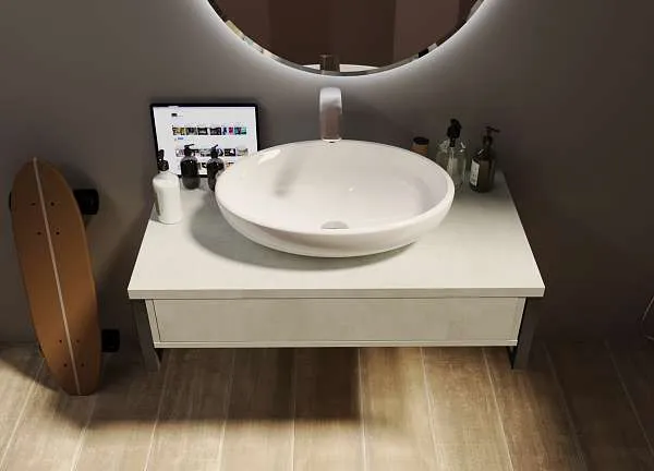 Тумба со столешницей GRUNGE LOFT 100П 1в.я Бетон светлый