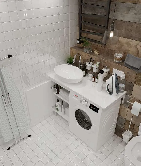 Тумба ВИСТА/Wash 48Н 1д. белый глянец