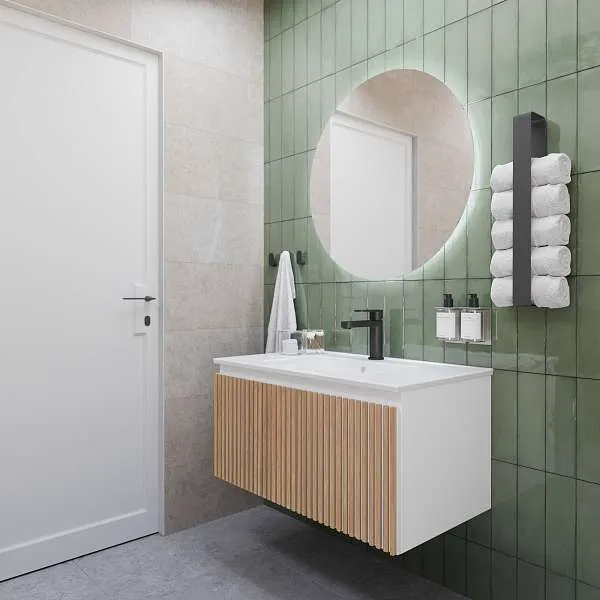 Тумба под раковину Row 100П (1000х400х450) 1я белый/дуб