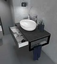 Тумба со столешницей GRUNGE LOFT 100П 1в.я Бетон темно-серый