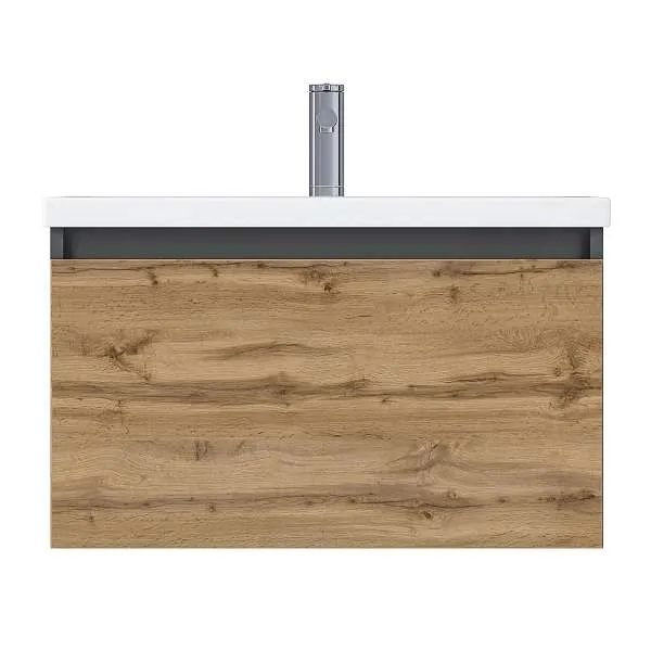 Тумба Aris mini 60П (600х440х450) 1я антрацит/дуб крафт золотой раковина