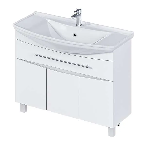 Тумба под раковину Lina New 105Н 1в.я 3д Белый глянец