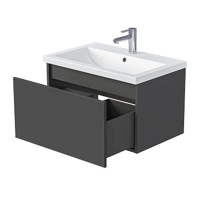 Тумба под раковину БЛОК МИНИ/Aris mini 60П (590х400х447) 1я антрацит/монолит дарк