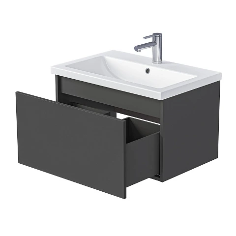 Тумба под раковину БЛОК МИНИ/Aris mini 60П (590х400х447) 1я антрацит/монолит дарк