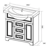 Тумба под раковину ПРОВАНС 105Н 2в.я. 2д. белый глянец