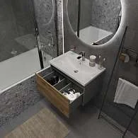 Тумба под раковину БЛОК МИНИ/Aris mini 70П (685х400х447) 1я антрацит/дуб крафт золотой