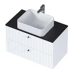 Тумба со столешницей СТЕЛЛА/Desire 800х487х500П 2я монолит найт/эмаль белая