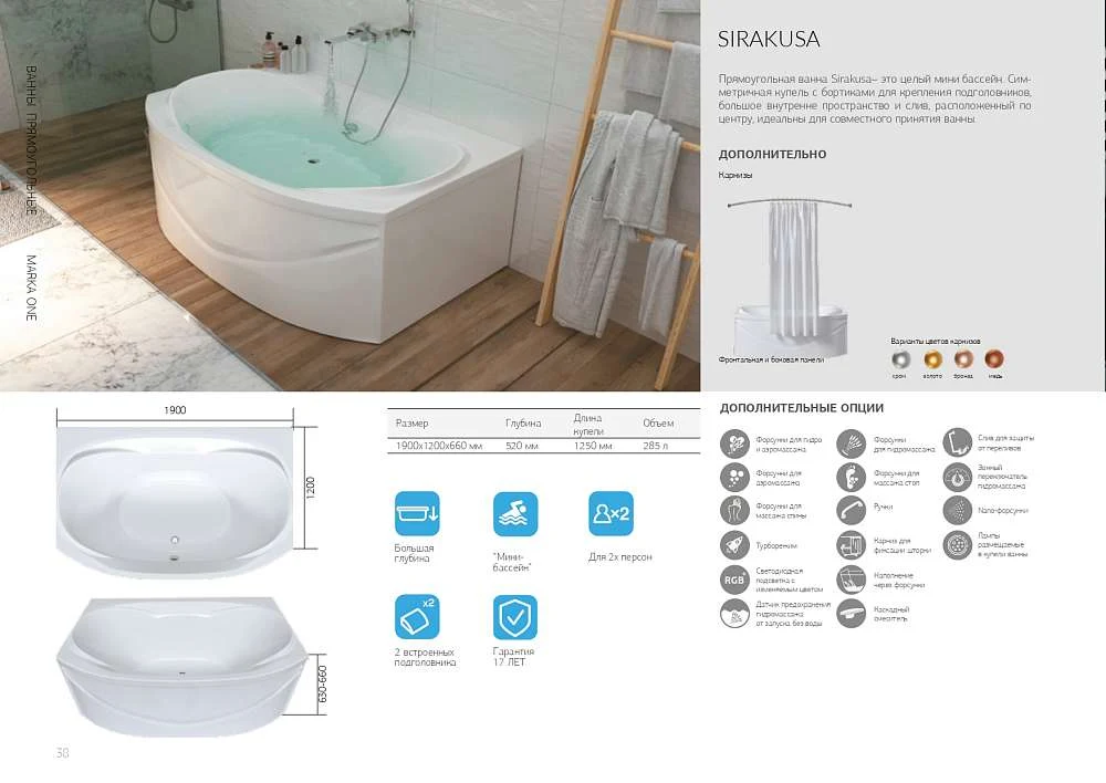 Ванна СИРАКУЗА НЬЮ/SIRAKUSA NEW 1900х1200 ПР