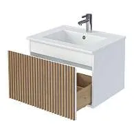 Тумба под раковину Row 60П (600х400х453) 1я белый/дуб
