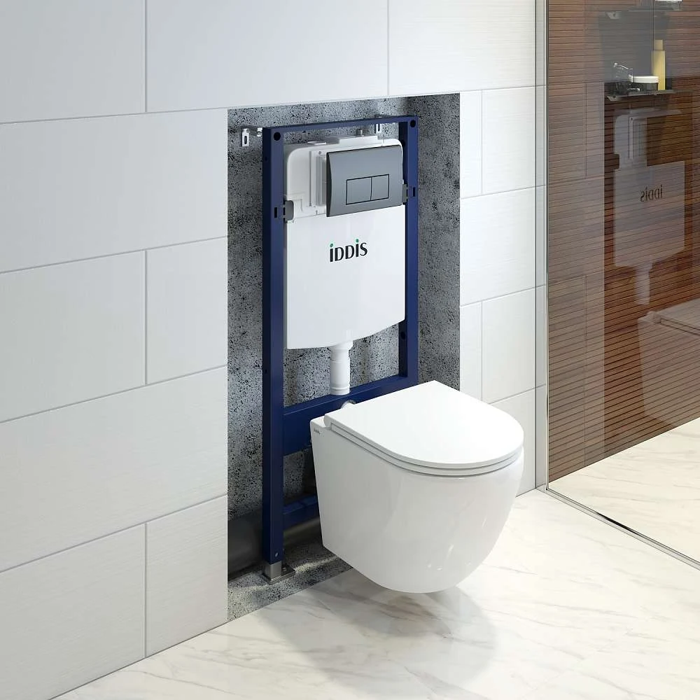 Комплект 3в1 IDDIS: подвесной унитаз, инсталляция и клавиша смыва BASB020i73