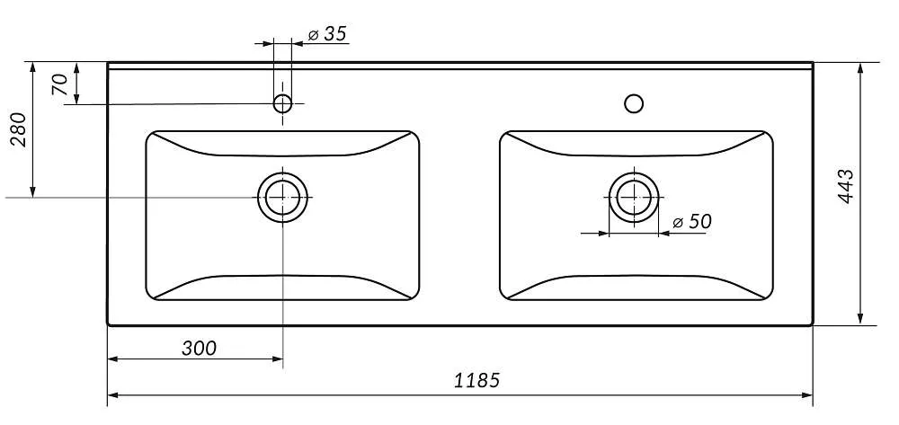 Раковина Duo 120 Polytitan