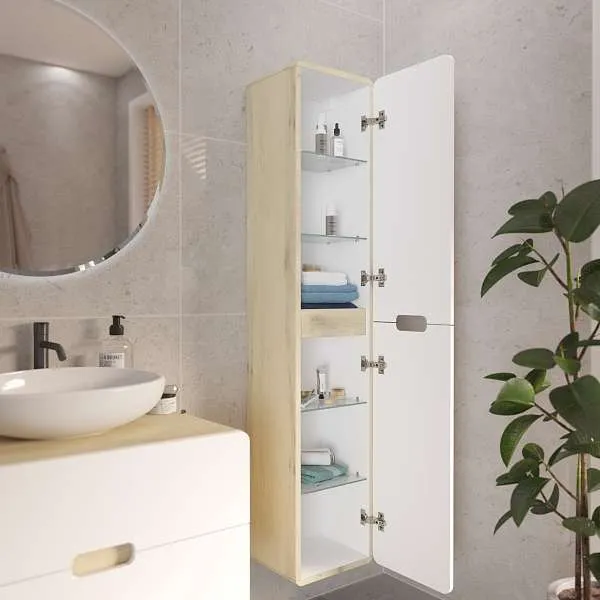 Пенал Vortex 1700х350х300П 2д орех лучистый солнечный/супермат айс