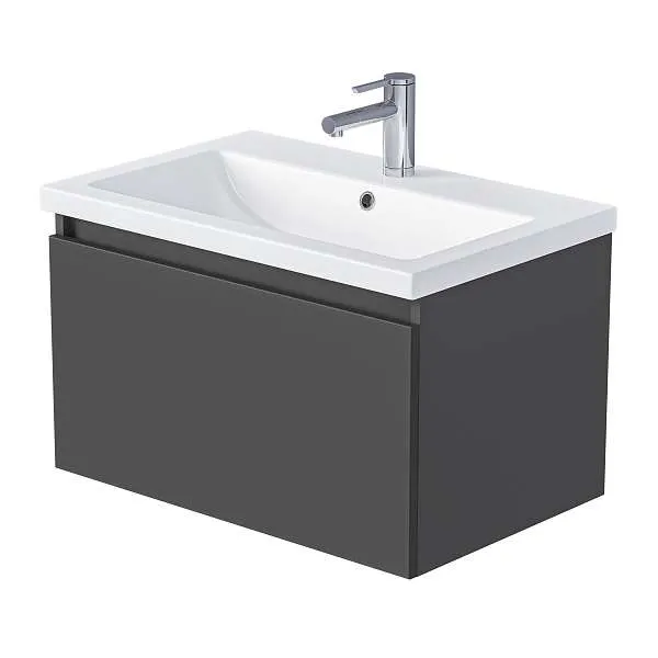 Тумба Aris mini 70П (700х440х450) 1я антрацит/монолит дарк раковина