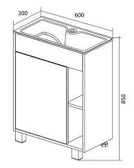 Тумба с раковиной Lido 60Н 1д. Белый глянец