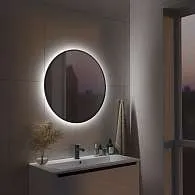Зеркало Shape Soft Plus (600х600х30) круг черный К01 LED датчик