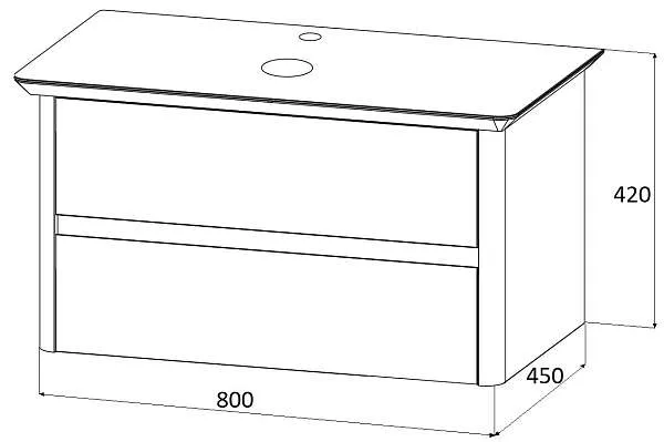 Тумба со столешницей МОНРО/Monro 80П (800х420х450) 2я серый стекло