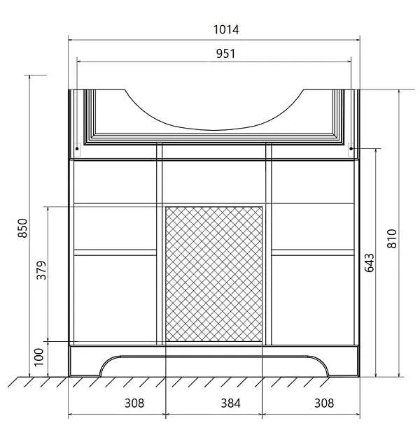 Тумба под раковину ПРОВАНС 105Н 2в.я. 2д. белый глянец