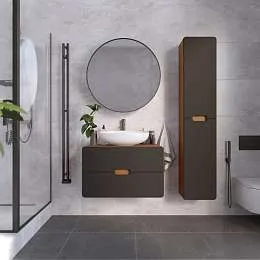 Тумба со столешницей ЭТЕРИ/Vortex 80П (800х500х500) 2я орех ноче тортона/монолит найт