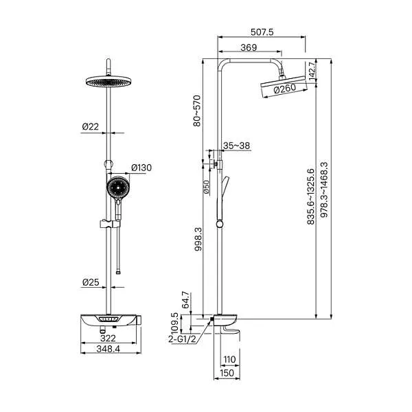 Душевая система Iddis SpaHome с изливом SPASBBTi06
