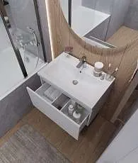 Тумба Aris mini 60П (600х440х450) 1я белая аляска/белый глянец раковина