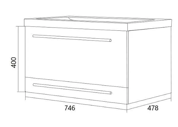 Тумба под раковину Соната 75П 2в.я. белый глянец