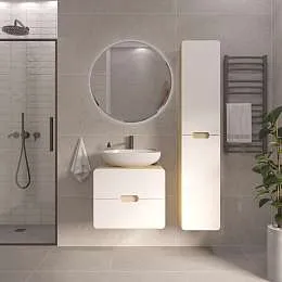 Тумба со столешницей ЭТЕРИ/Vortex 60П (600х500х500) 2я орех лучистый солнечный/супермат айс