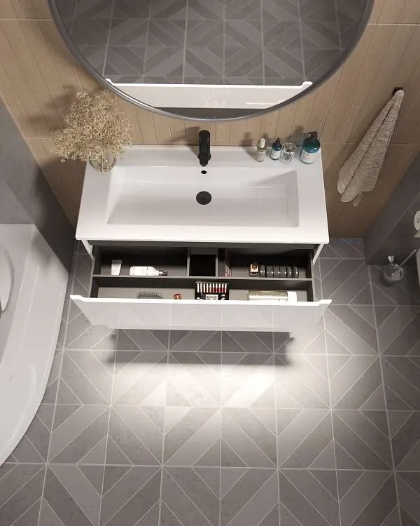 Тумба под раковину КОДА/Coda 75Н (750х887х471) 2я перламутр белый