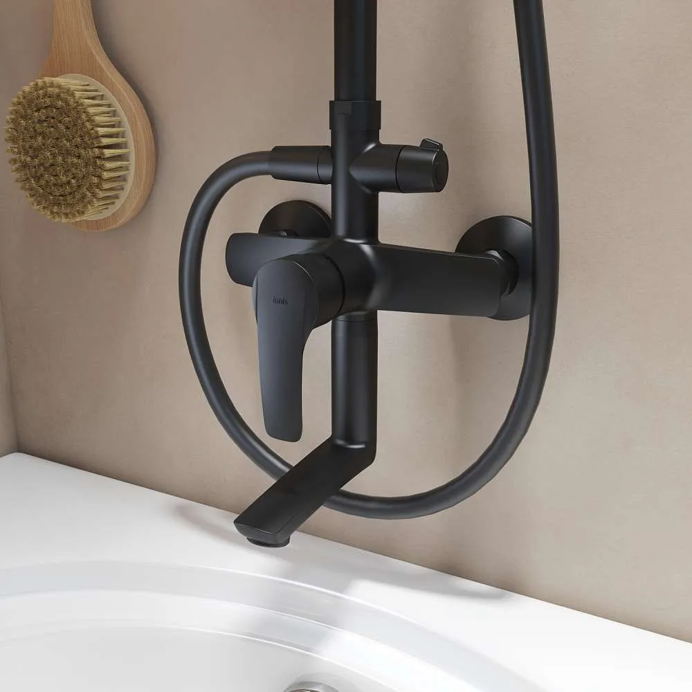 Душевая система  IDDIS Рэй с  изливом черный матовый RAYBL3Fi06